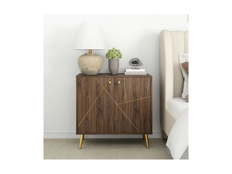 Buffet design 2 portes HUNTER marron et doré