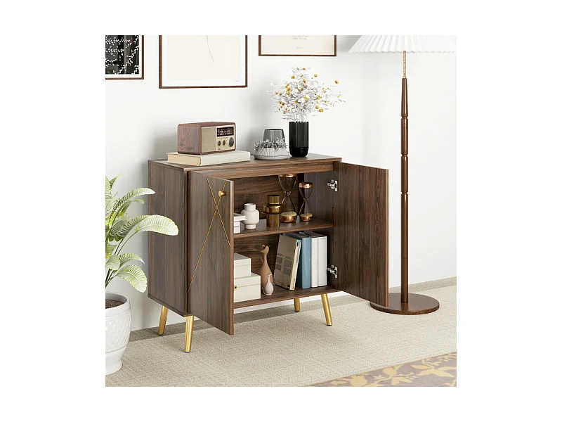 Buffet design 2 portes HUNTER marron et doré