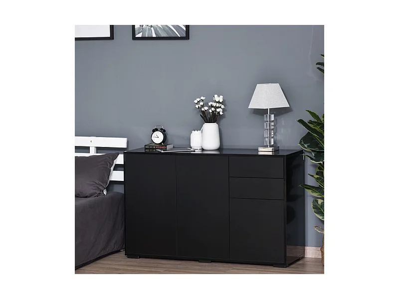 Commode buffet 2 tiroirs 3 portes 117 x 36 x 74 cm