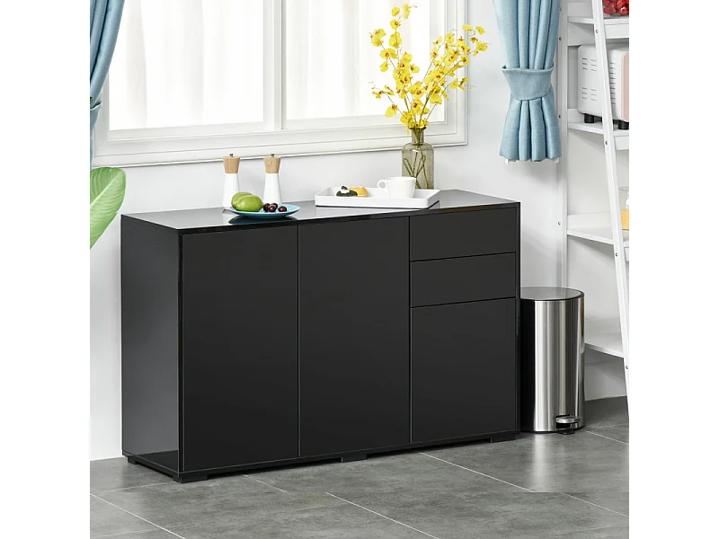 Commode buffet 2 tiroirs 3 portes 117 x 36 x 74 cm