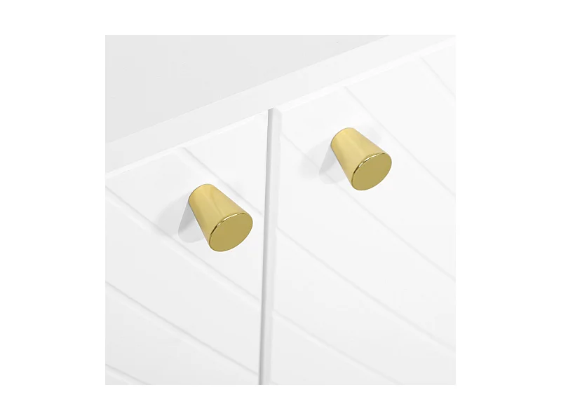 Buffet design graphique - 3 portes, 2 étagères - métal doré blanc