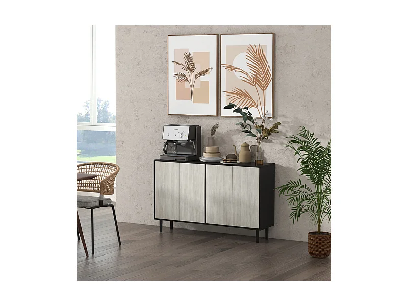 Buffet design contemporain - 4 portes, 2 étagères