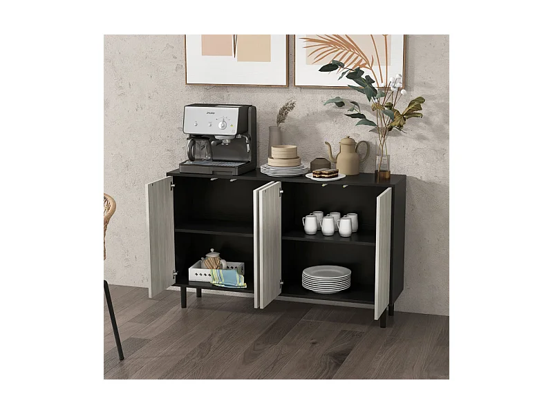 Buffet design contemporain - 4 portes, 2 étagères