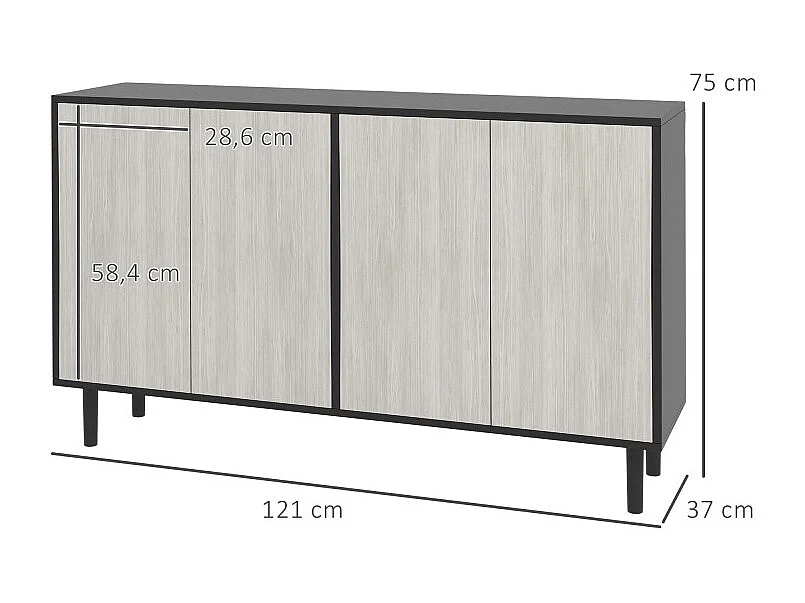 Buffet design contemporain - 4 portes, 2 étagères