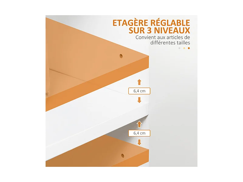 Buffet 2 portes étagère tiroir 3 niches blanc aspect chêne clair