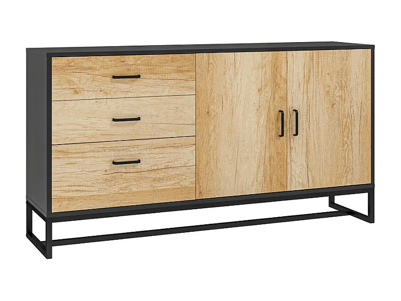 Buffet design INDIRA noir et bois