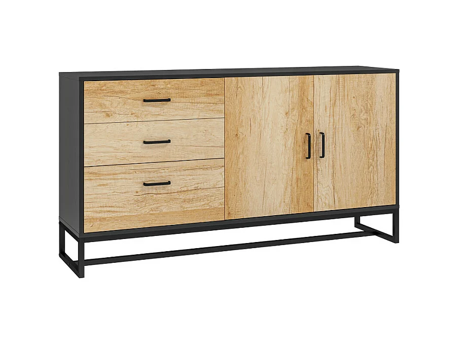 Buffet design INDIRA noir et bois