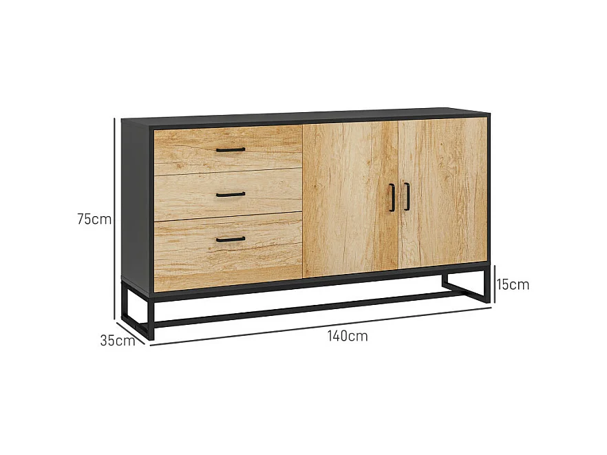 Buffet design INDIRA noir et bois