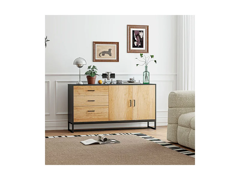Buffet design INDIRA noir et bois
