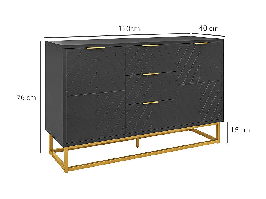 Buffet design NOLITA noir et or