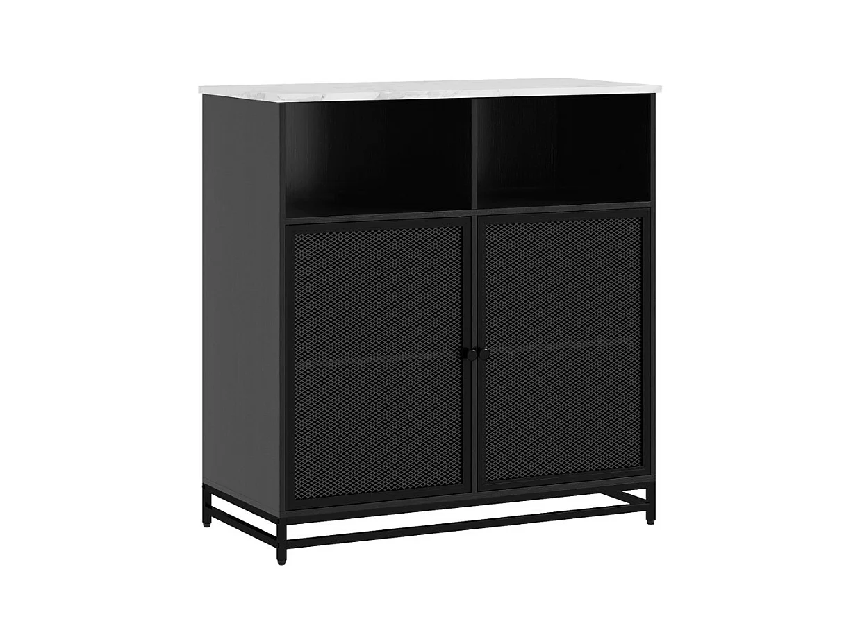 Meuble de rangement buffet 2 portes avec plateau aspect marbre 86 x 40 x 90 cm