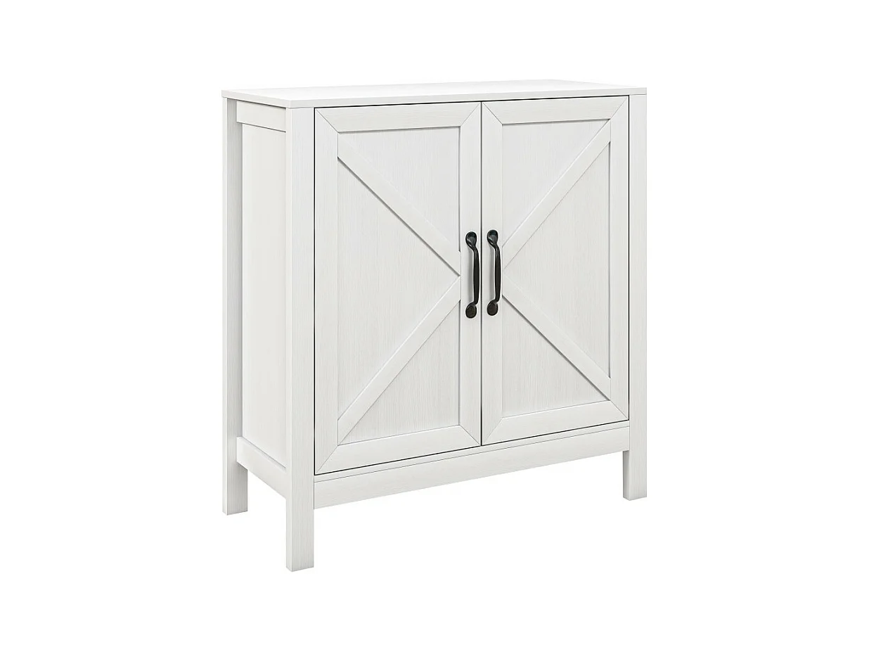 Buffet 2 portes étagère style rustique chic blanc