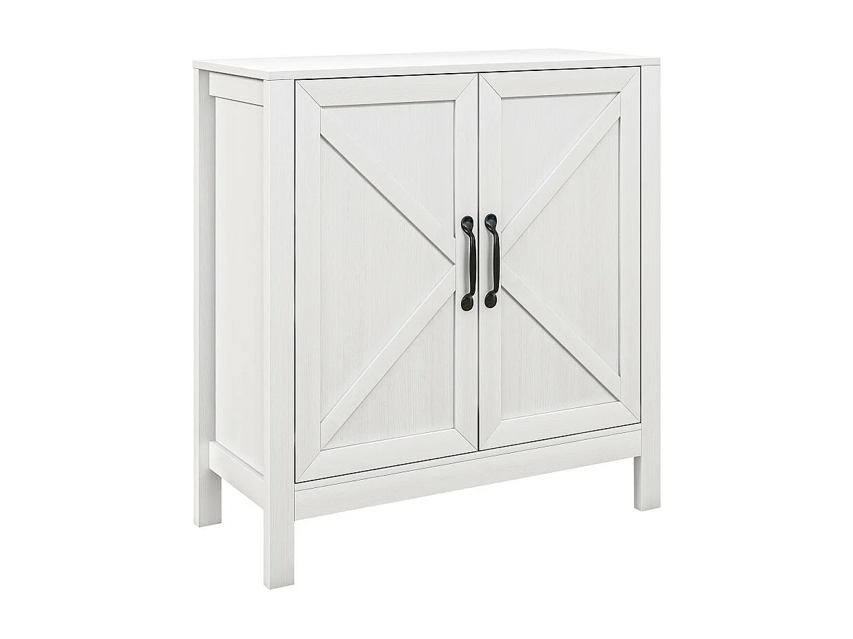 Buffet 2 portes étagère style rustique chic blanc