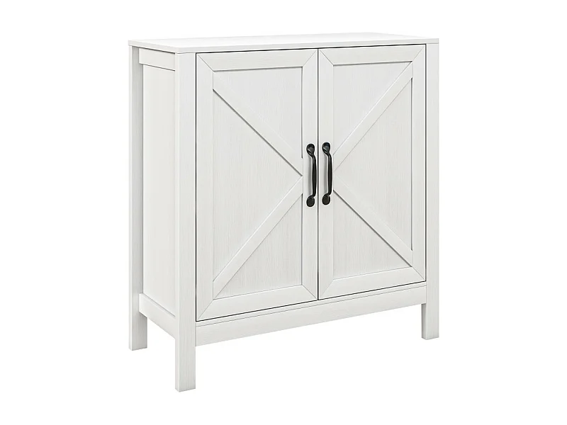 Buffet 2 portes étagère style rustique chic blanc
