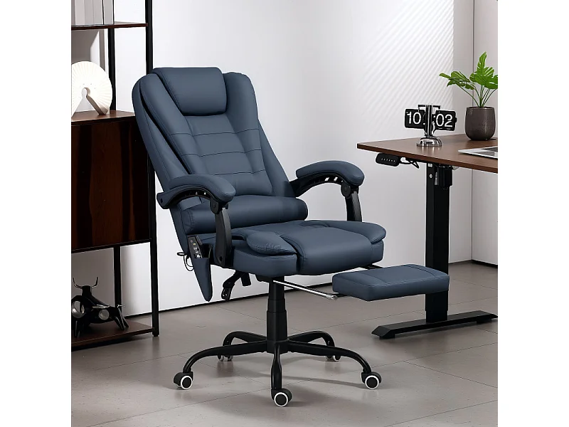 Fauteuil de direction massant PAOLO bleu 