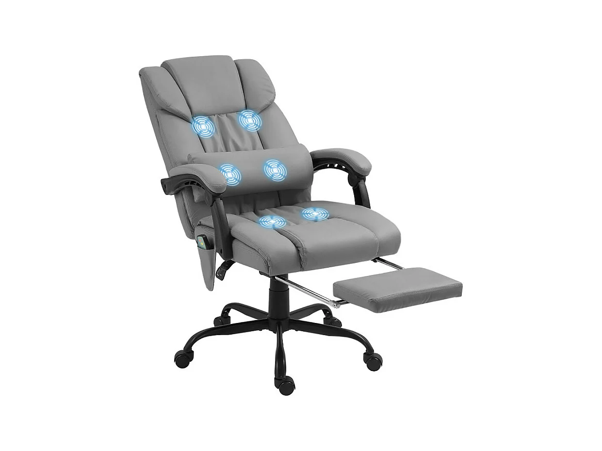 Fauteuil de bureau direction massant inclinable réglable gris