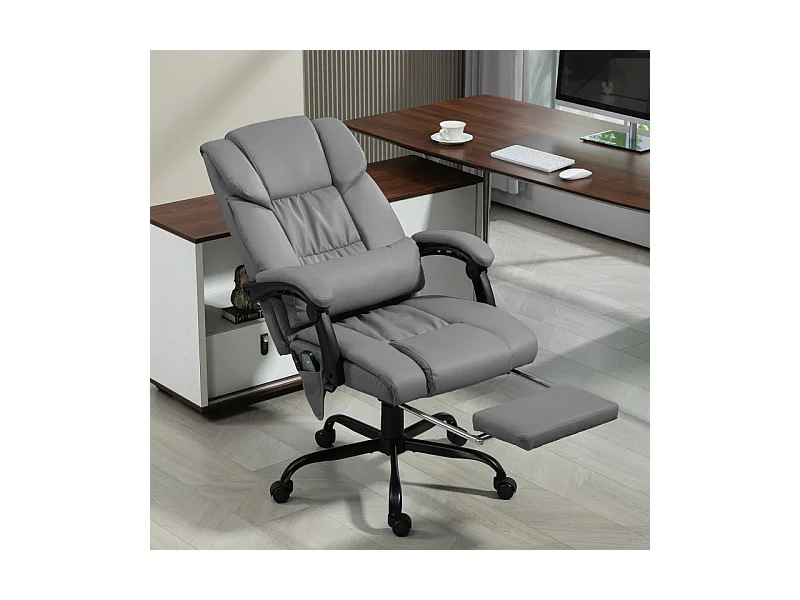 Fauteuil de bureau direction massant inclinable réglable gris