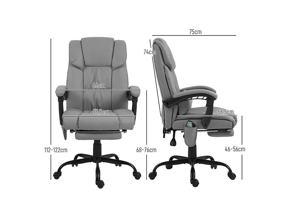 Fauteuil de bureau direction massant inclinable réglable gris