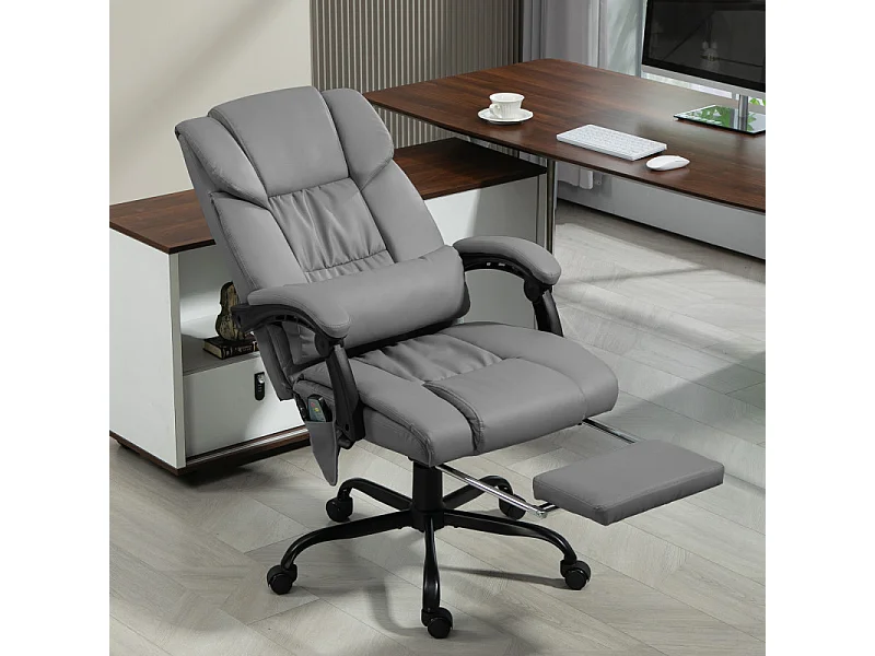 Fauteuil de bureau direction massant inclinable réglable gris