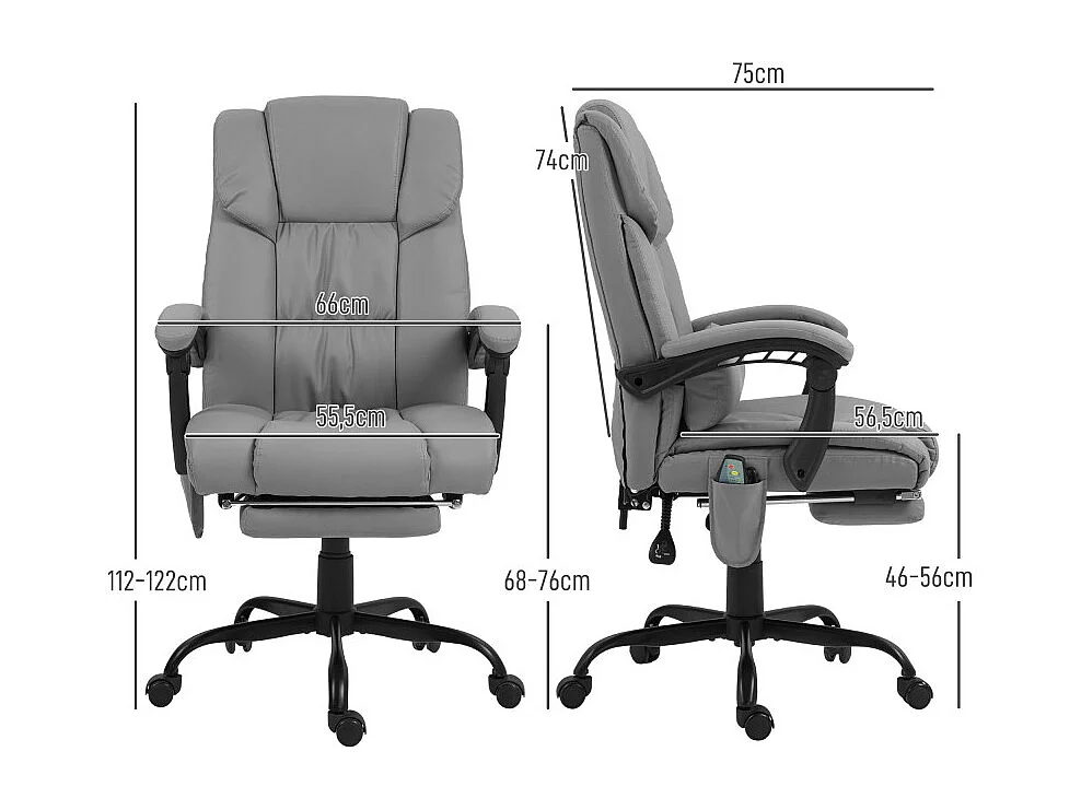 Fauteuil de bureau direction massant inclinable réglable gris