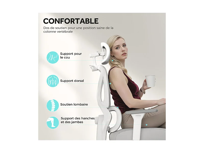 Chaise de bureau ergonomique INEX gris