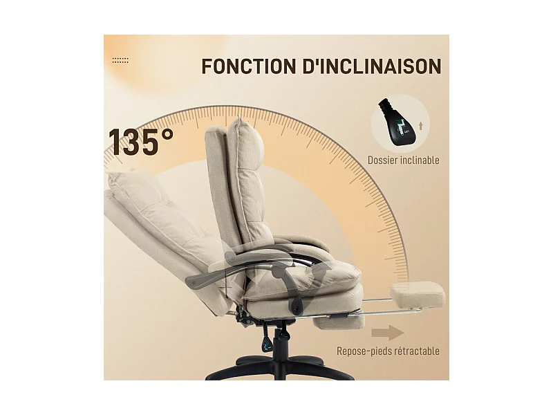 Fauteuil de direction massant STANNY beige