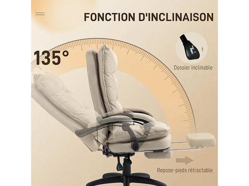 Fauteuil de direction massant STANNY beige