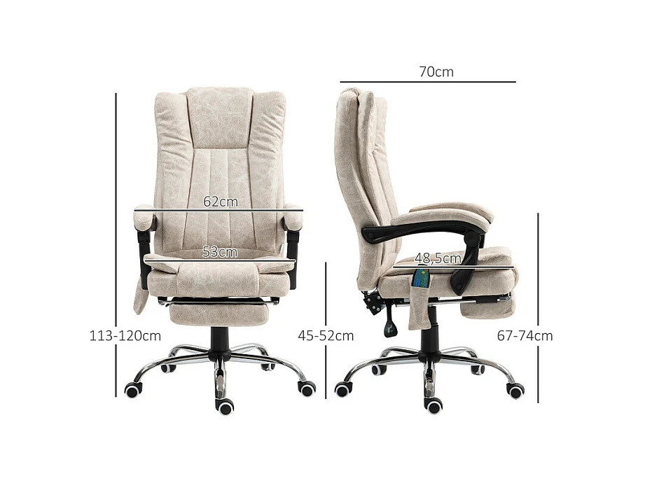 Fauteuil de direction chauffant massant KRISTOF sable 