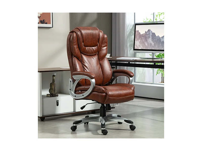 Chaise de bureau direction réglable bascule verrouillable marron effet vieilli