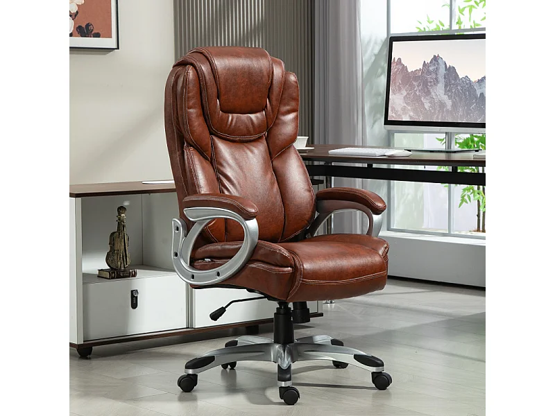 Chaise de bureau direction réglable bascule verrouillable marron effet vieilli