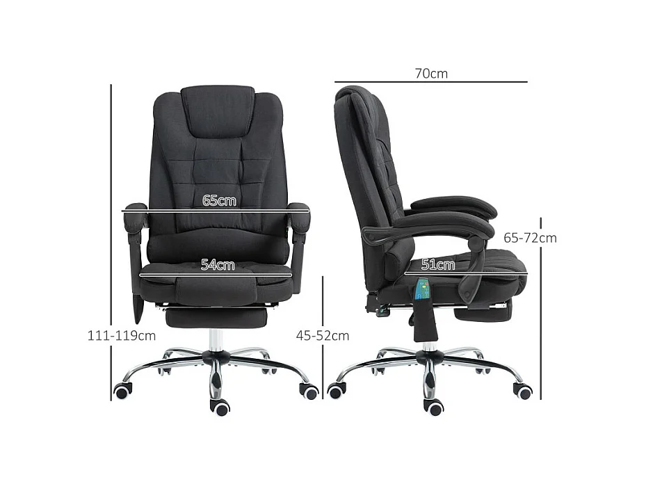 Fauteuil de direction chauffant massant JACKO noir