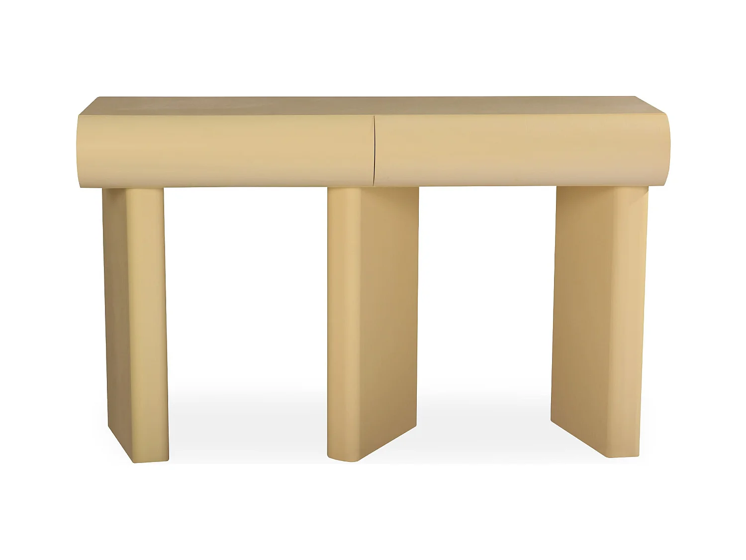 Console design 2 tiroirs L120cm avec pieds obliques Mezade Beige