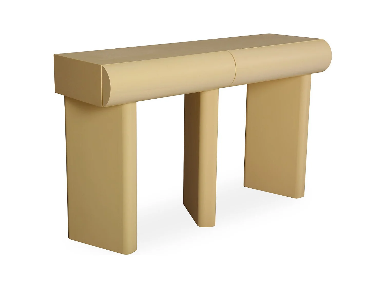 Console design 2 tiroirs L120cm avec pieds obliques Mezade Beige