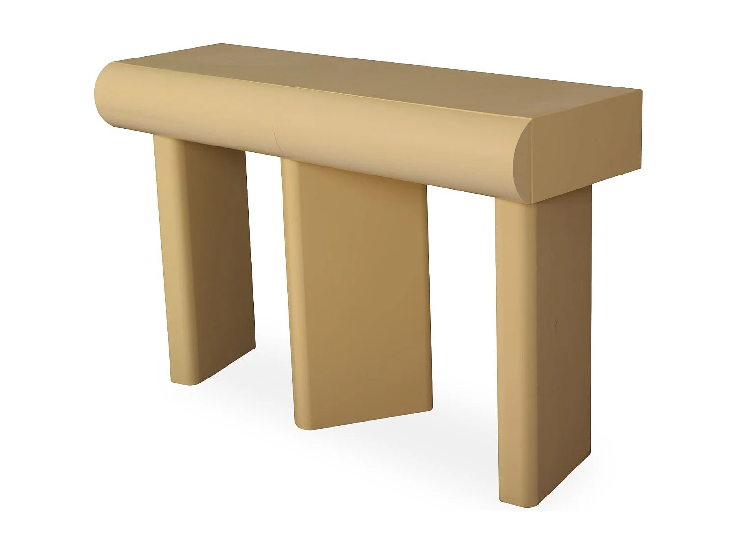 Console design 2 tiroirs L120cm avec pieds obliques Mezade Beige