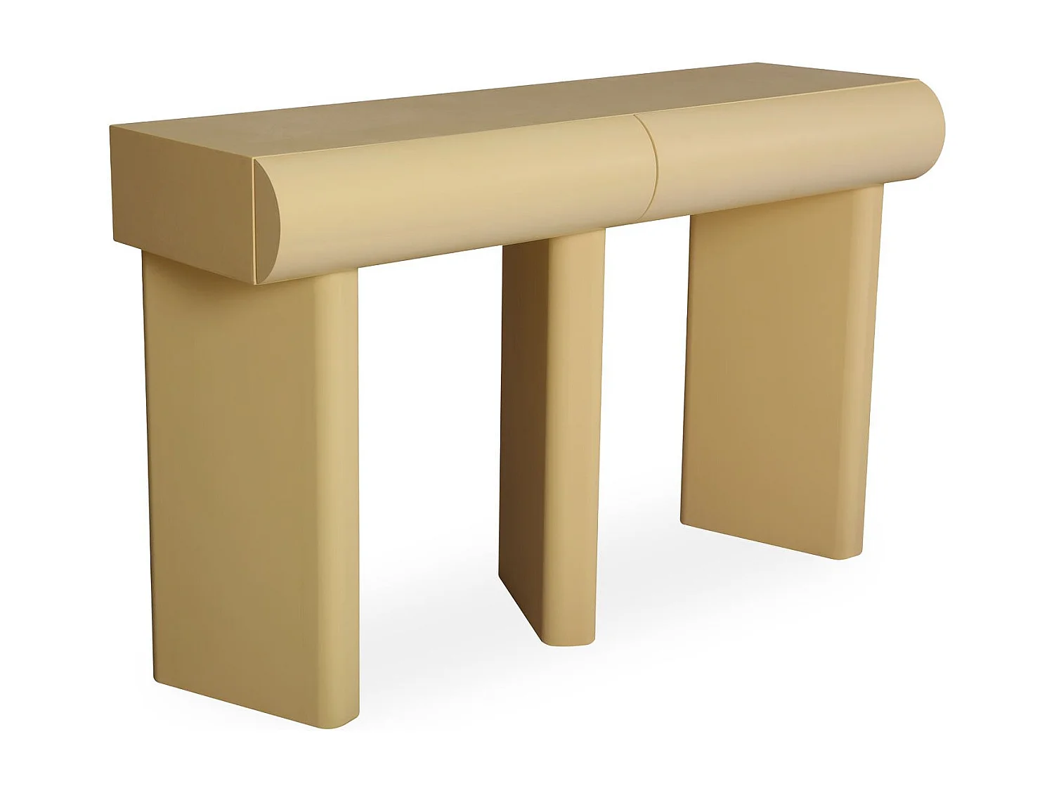 Console design 2 tiroirs L120cm avec pieds obliques Mezade Beige