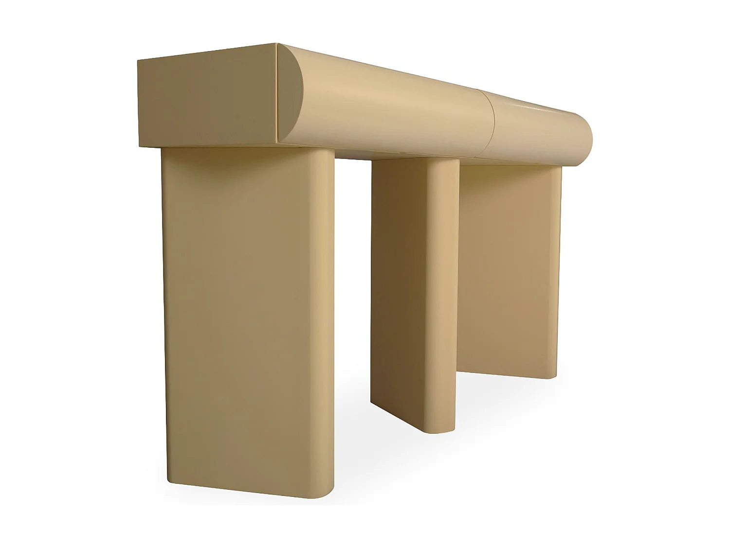 Console design 2 tiroirs L120cm avec pieds obliques Mezade Beige