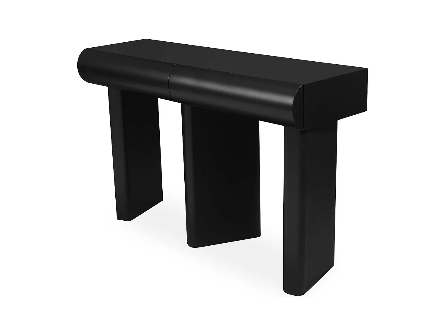 Console design 2 tiroirs L120cm avec pieds obliques Mezade Noir