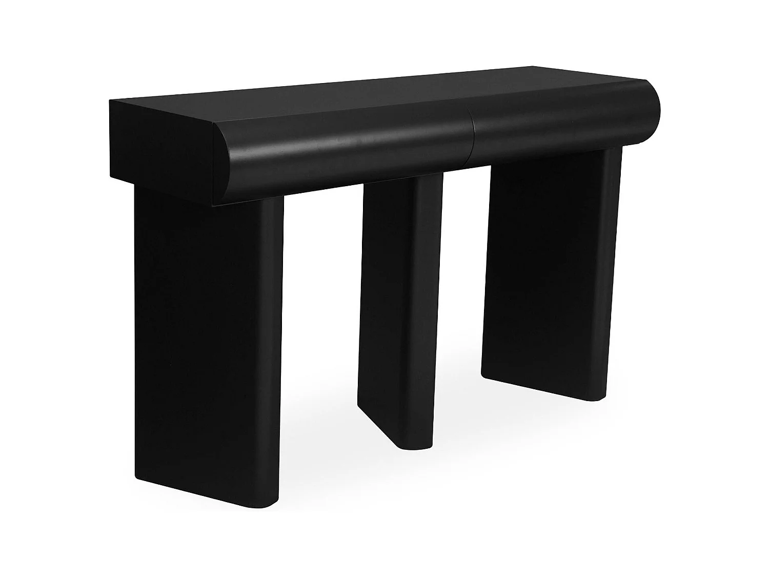 Console design 2 tiroirs L120cm avec pieds obliques Mezade Noir