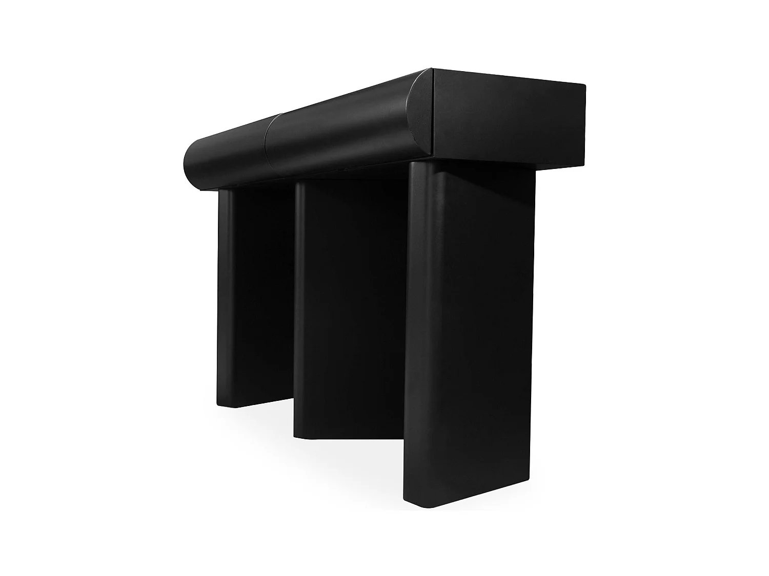 Console design 2 tiroirs L120cm avec pieds obliques Mezade Noir