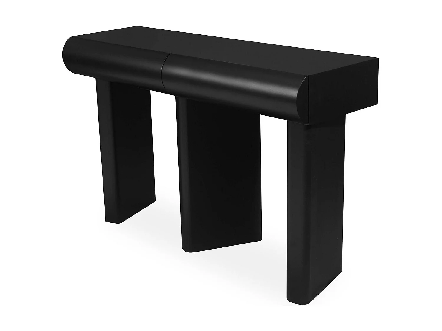 Console design 2 tiroirs L120cm avec pieds obliques Mezade Noir