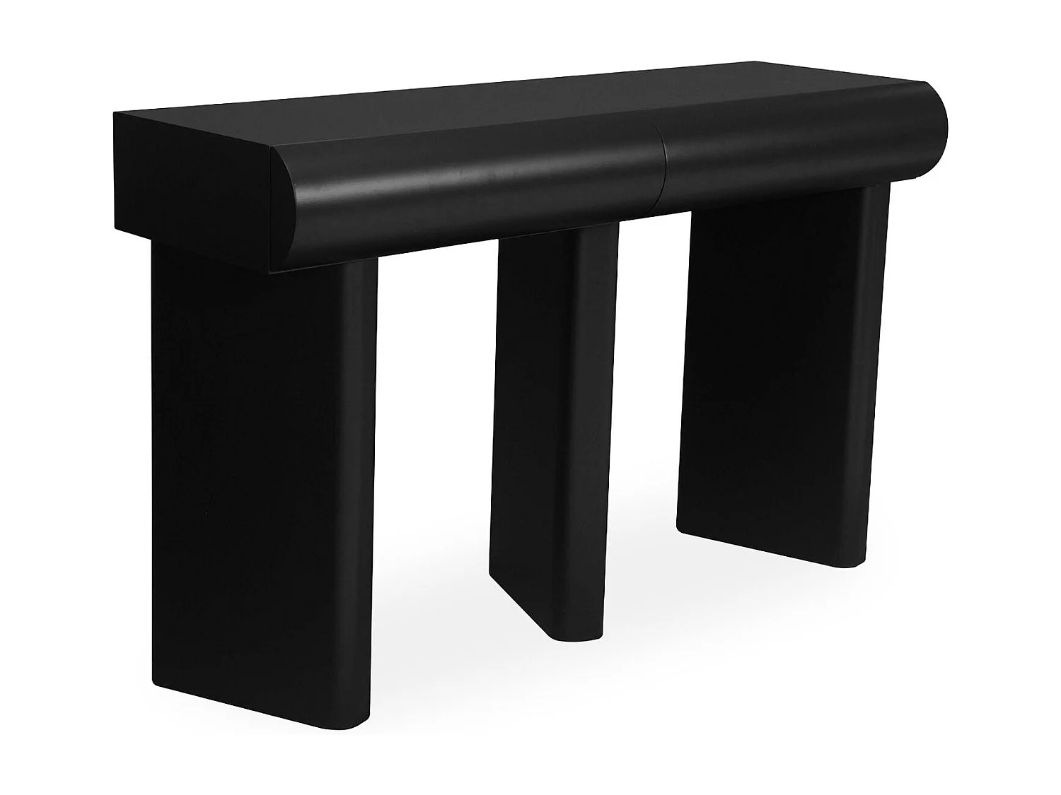 Console design 2 tiroirs L120cm avec pieds obliques Mezade Noir