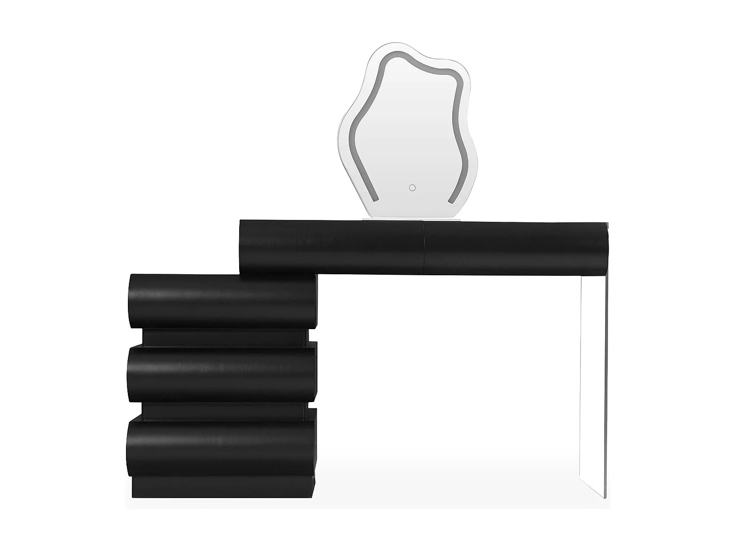 Coiffeuse avec 5 tiroirs arrondis et miroir design L102cm Mezade Noir