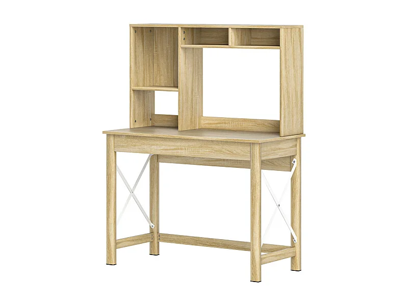 Bureau bibliothèque 2 en 1 - 3 niches - panneaux particules métal