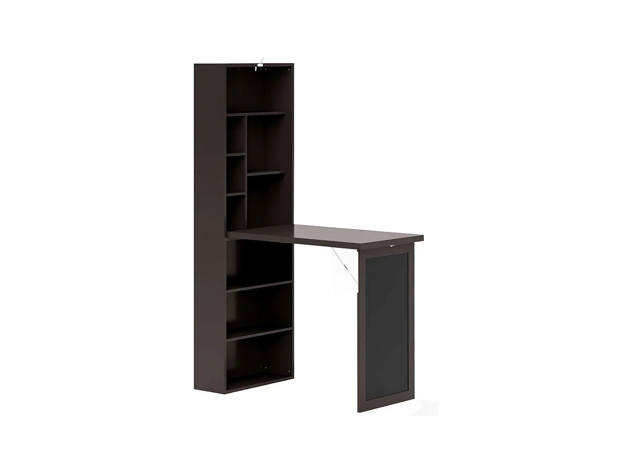 Bureau mural pliable bibliothèque avec tableau craie intégré