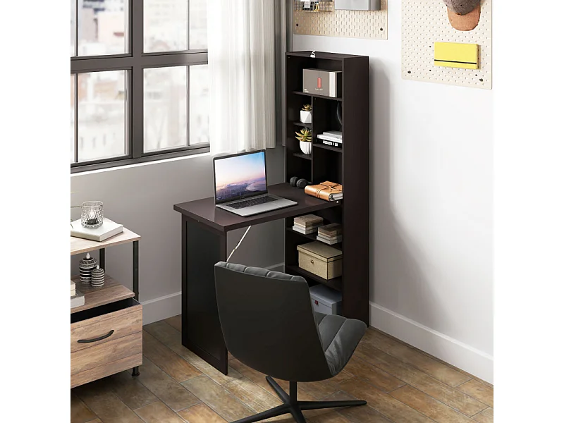 Bureau mural pliable bibliothèque avec tableau craie intégré