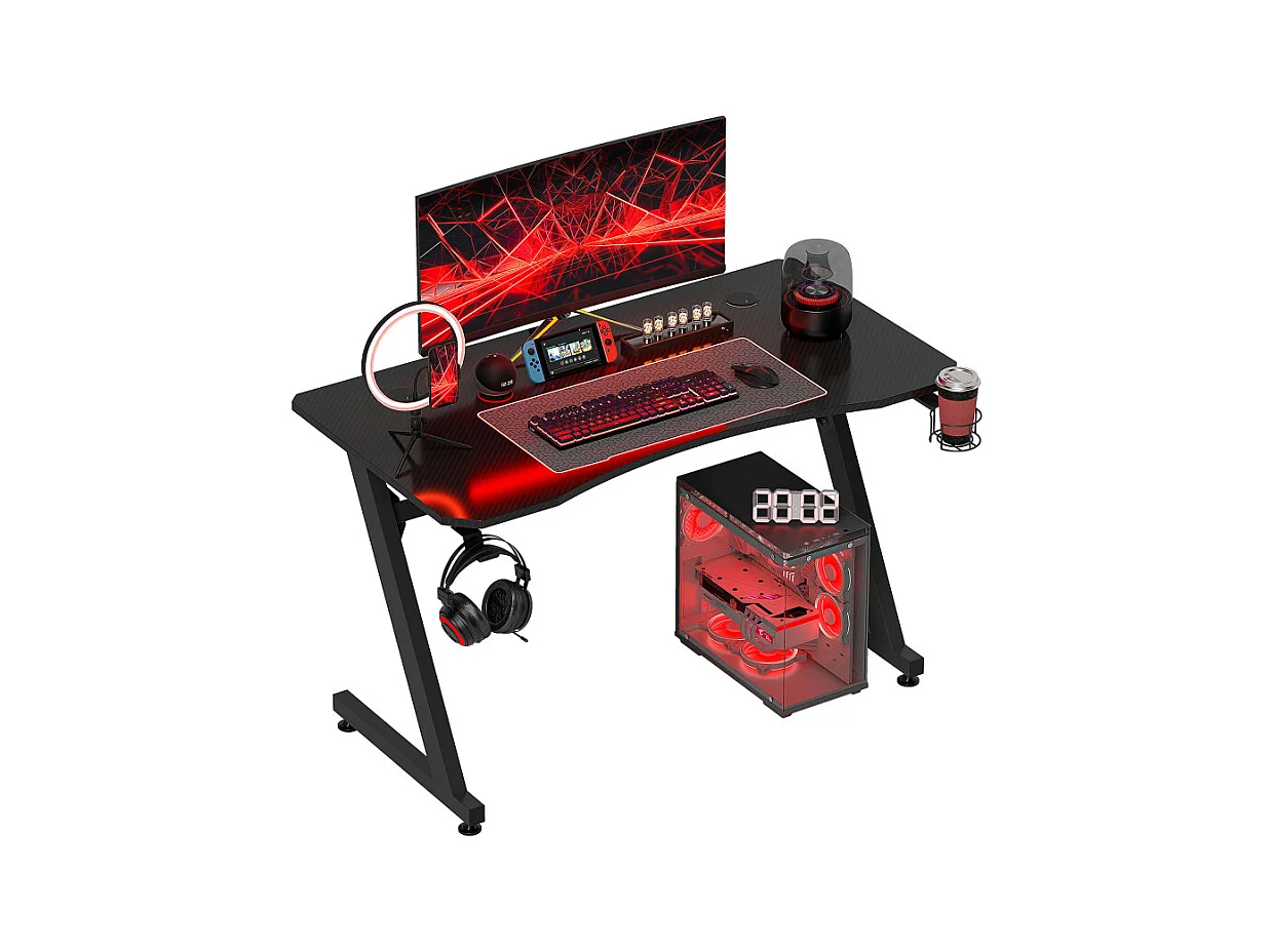 Bureau gaming plateau effet fibre de carbone dim. 120L x 65l cm noir