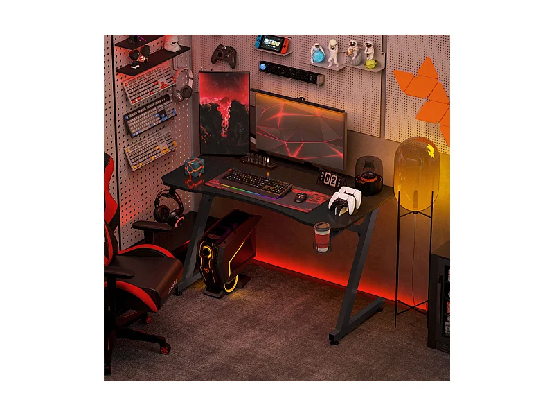 Bureau gaming plateau effet fibre de carbone dim. 120L x 65l cm noir