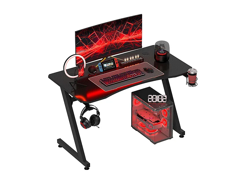 Bureau gaming plateau effet fibre de carbone dim. 120L x 65l cm noir