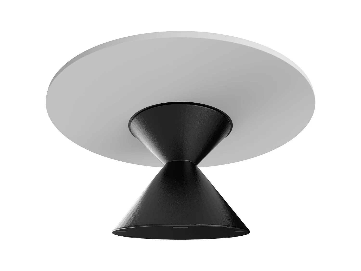 Graal Black - Mesa Redonda Ø120 cm Base Metálica Duplo Cone Preto e Tampo em Madeira Laminada Branca