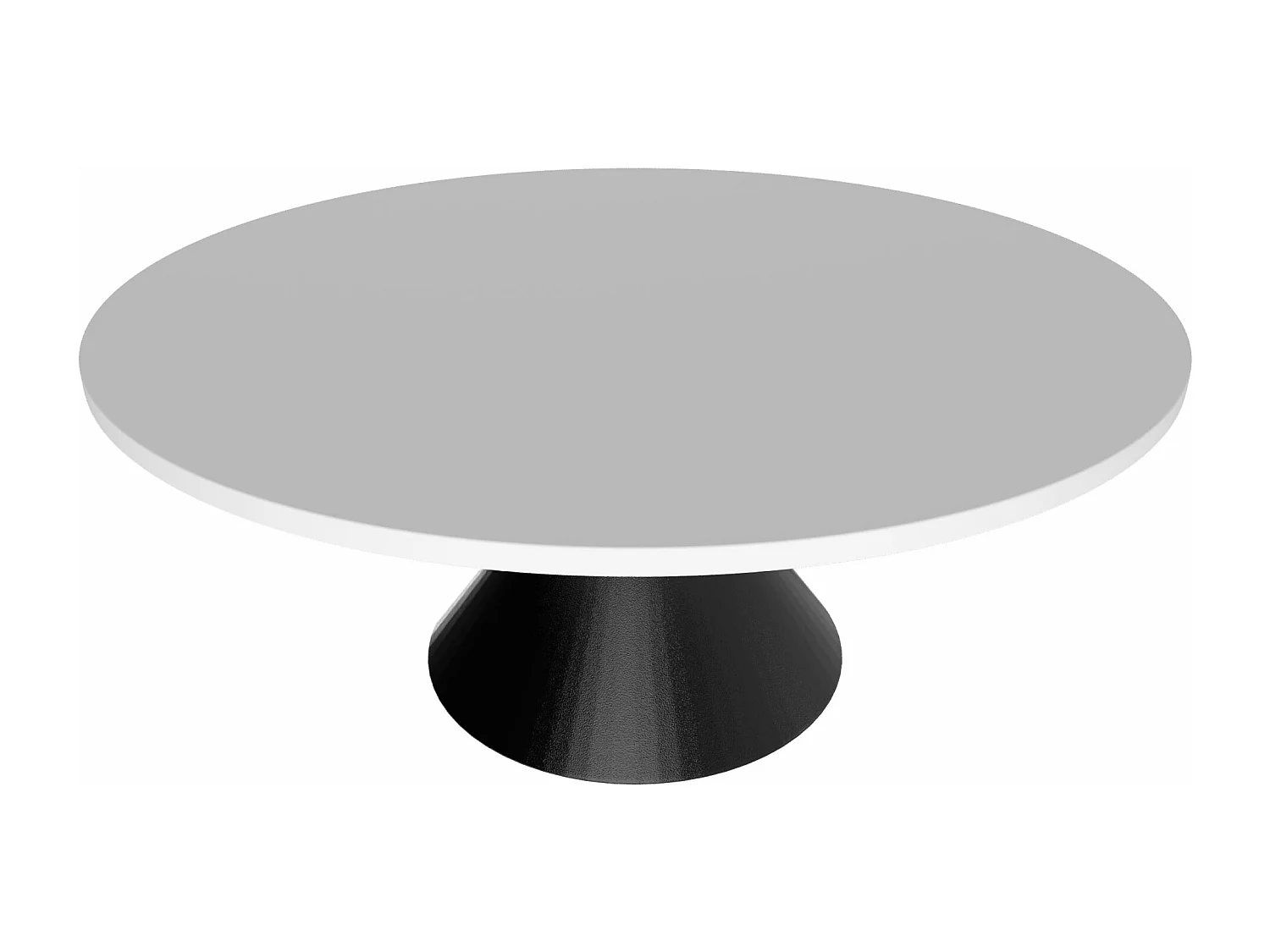 Graal Black - Mesa Redonda Ø120 cm Base Metálica Duplo Cone Preto e Tampo em Madeira Laminada Branca